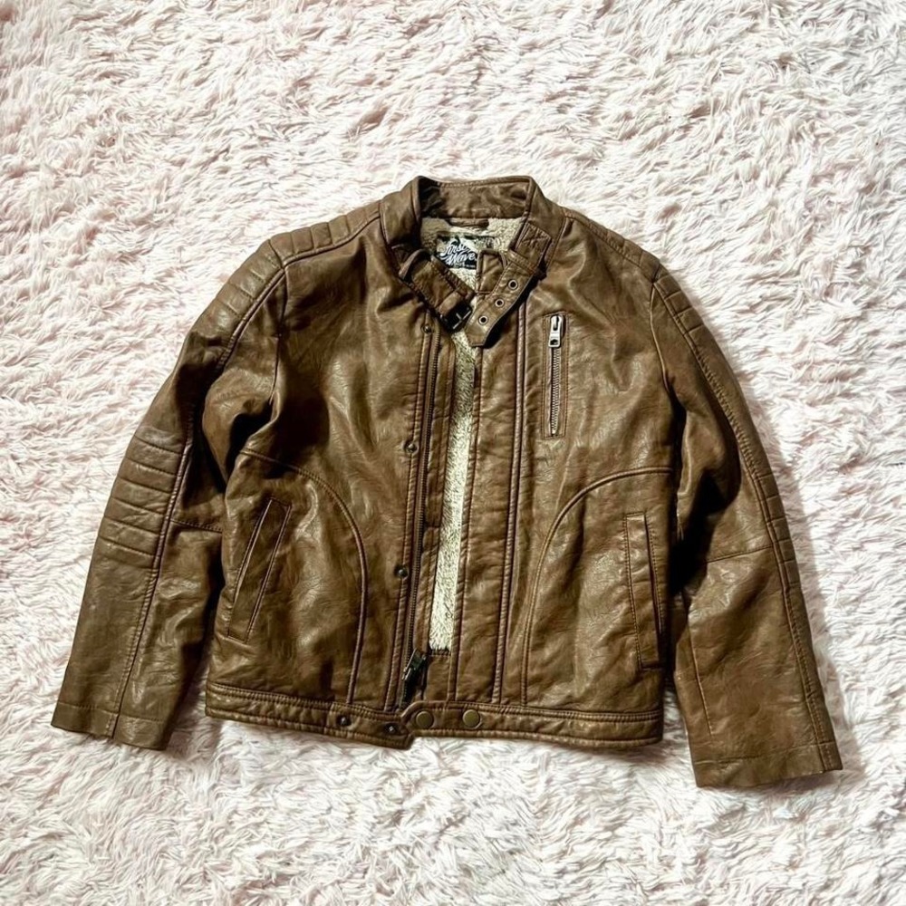 First‎ Wave Faux Leather Edgy Hipster Indie Motorcycle Fur Lined Zip-up Jacket